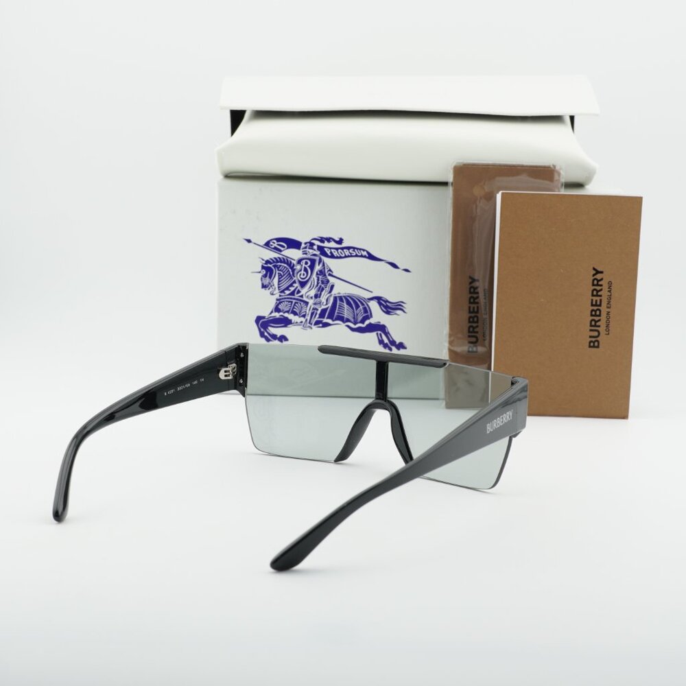 Burberry BE4291 3001/69 Shield Sunglasses - Black/Grey Tampo Silver - Picture 4 of 12